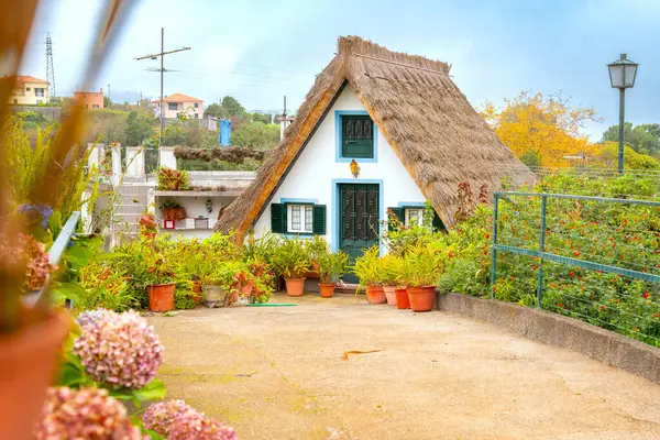 Traditional Rural House Santana Madeira Portugal Stock Picture