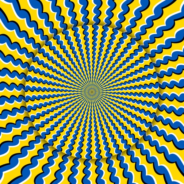 Optisk Illusion Flytta Randig Bakgrund Med Omvänd Spinning Cirkel — Stock vektor