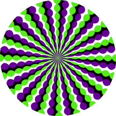Hareket eden renkli çizgili desenlerin optik illüzyon çemberi. Hareket arkaplan tasarımı için dairesel şablon.