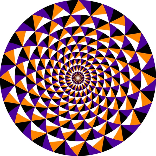 Оптична Ілюзія Кола Рухомих Кольорових Трикутників Круглий Шаблон Дизайну Тла — стоковий вектор