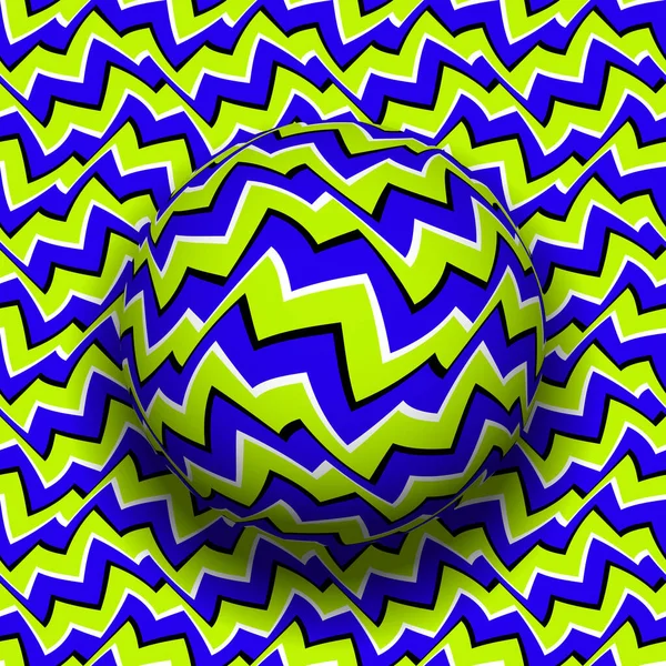 Оптическая Иллюзия Падающей Сферы Хаотичным Полосатым Рисунком Узорном Фоне — стоковый вектор