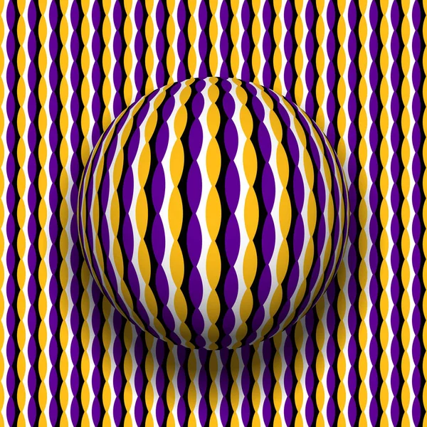 Optische Täuschung Einer Sich Bewegenden Kugel Mit Farbig Gestreiftem Muster — Stockvektor
