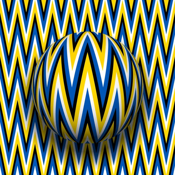 同じパターンを背景にジグザグの縞模様を持つ摺動球の光錯覚 — ストックベクタ