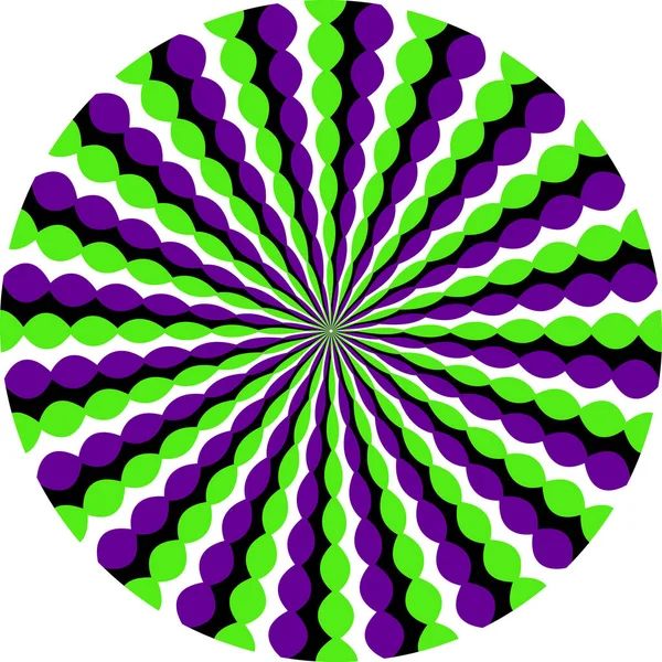 Optisk Illusion Cirkel Rörliga Färgade Randiga Mönster Cirkulär Mall För — Stock vektor