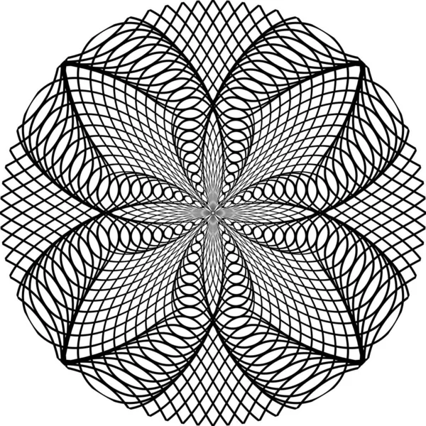 Art Optique Motif Cercle Lignes Noires Moire Motif Mandala Conception — Image vectorielle