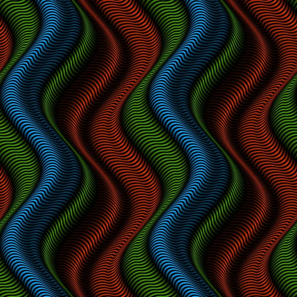 Vektorwiederholbares Muster Vertikaler Farbwellen Von Linien Optische Kunst Grün Blau — Stockvektor