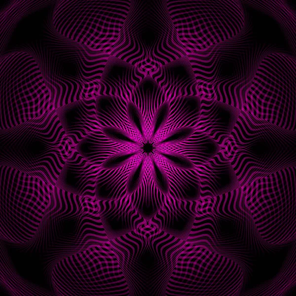 ピンクのグラデーションの多くの波状混合縞の丸い花のパターン 光学芸術サイケデリックな背景デザイン — ストックベクタ
