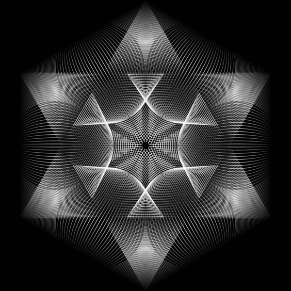 Modèle Gradient Hexagonal Guilloche Noir Blanc Nombreuses Lignes Minces Mélange — Image vectorielle