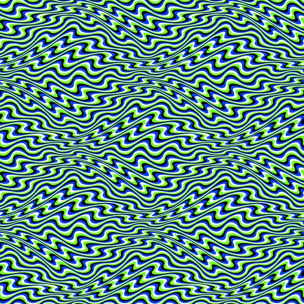 扭曲波状水平条纹的光学幻象无缝图案 可重复移动纹理 迷幻抽象壁纸 — 图库矢量图片