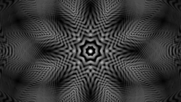 Moving Pattern Snowflake Form Blending White Stripes Optical Art Moire — Stock Video