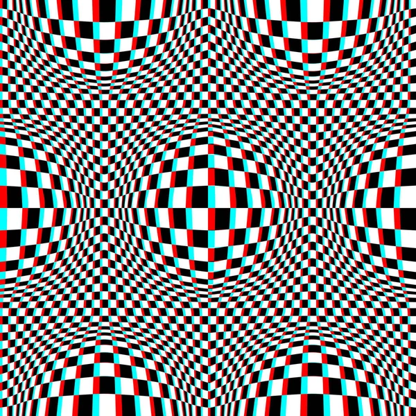 光学艺术检查了圆形气泡的无缝图案 呈字形 迷幻扭曲方象棋背景设计 — 图库矢量图片