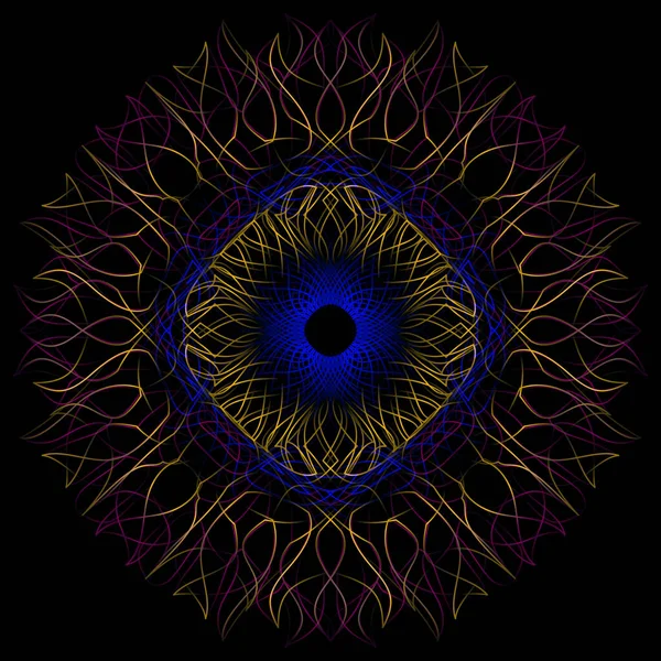 Modèle Gradient Guilloché Lumineux Nombreuses Lignes Mélange Ondulées Mandala Scythe — Image vectorielle