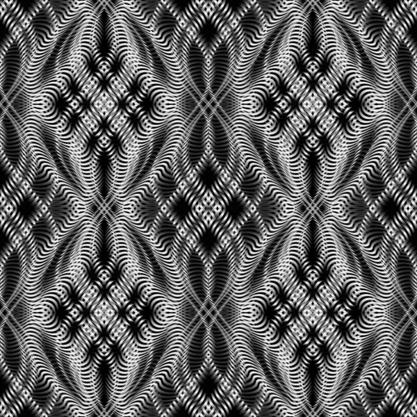 Векторный Повторяющийся Винтажный Рисунок Муара Оптическое Искусство Черно Белой Градиентной — стоковый вектор