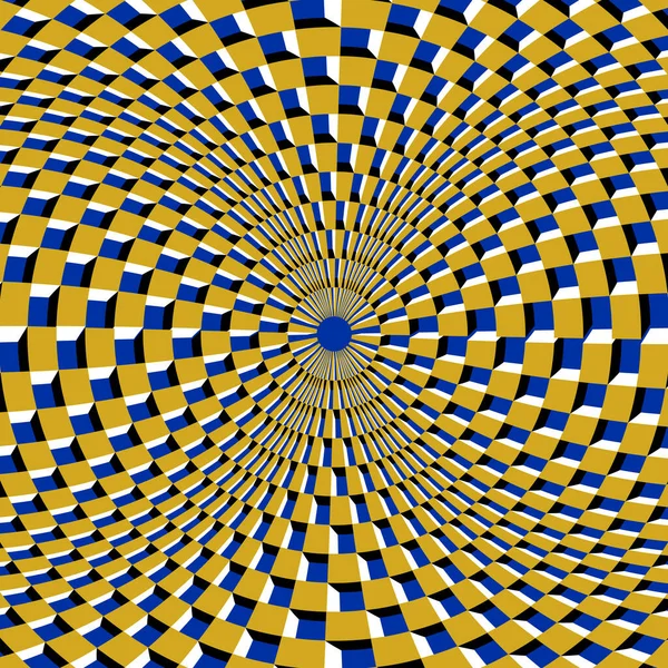 Illusion Optique Motif Circulaire Noir Blanc Jaune Bleu Distordu Grille — Image vectorielle