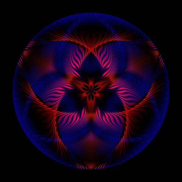 Sphère Éthérée Bleu Rouge Rayures Lumineuses Boule Feu Abstraite Twinkling — Image vectorielle
