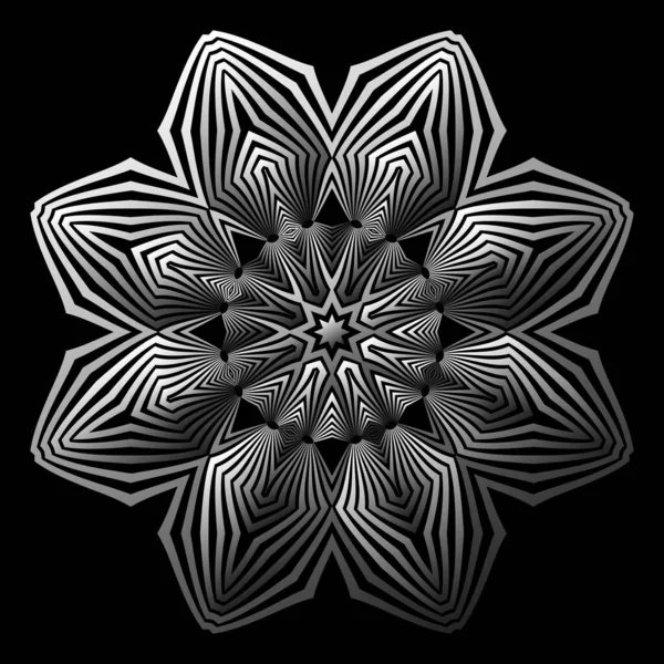 Argent Motif Huit Pétales Forme Design Emblème Monochrome Symbole Tribal — Image vectorielle