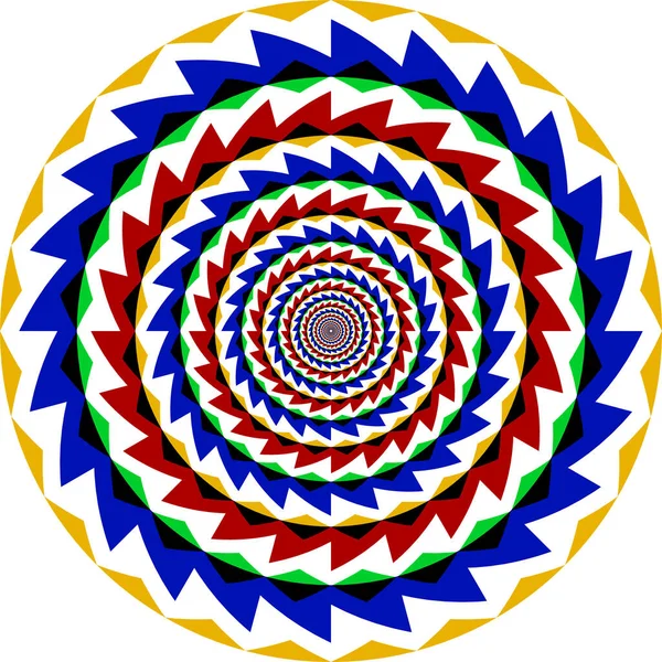 Optisk Illusion Cirkel Med Färgglada Stamprydnad Runt Mönster För Trippy — Stock vektor