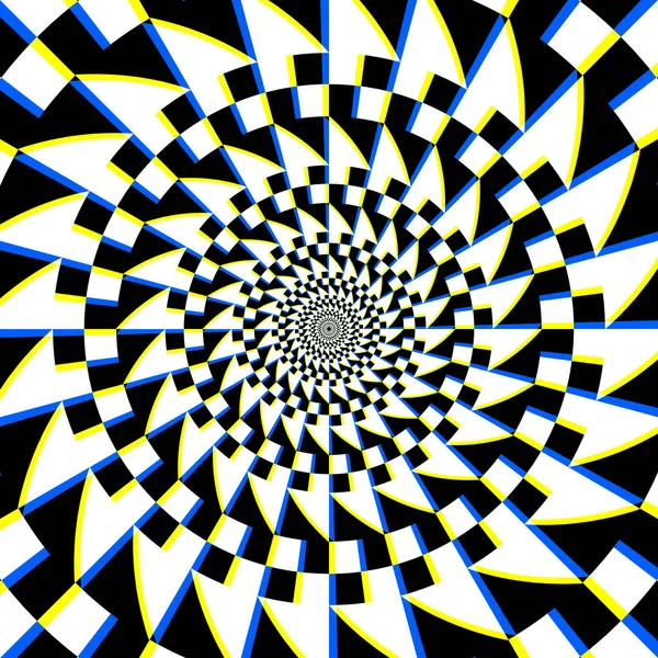 Geometric Circular Pattern Monochrome Colorful Elements Creating Mesmerizing Optical Illusion — Stock Vector