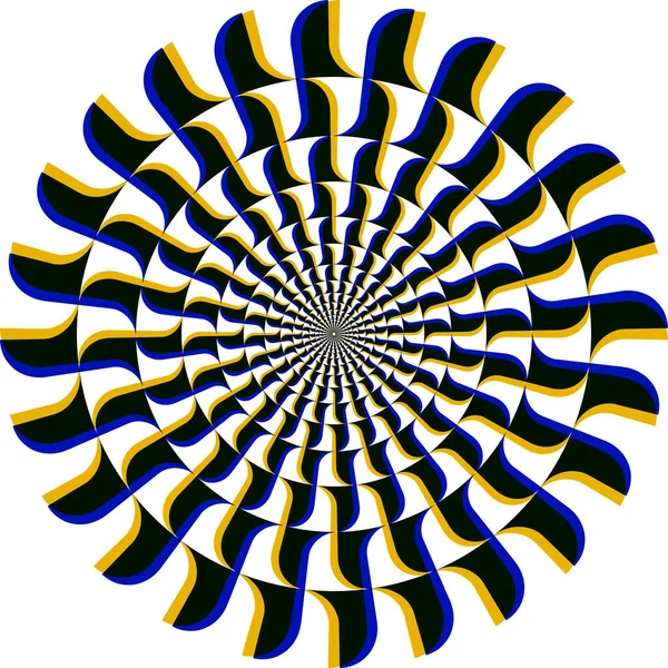 動きのダイナミックな視覚的錯覚を作成する回転円パターンを特徴とする魅力的なベクトルイラスト 視覚的な瞑想のための活気のある動きの背景を作成するのに理想的な — ストックベクタ