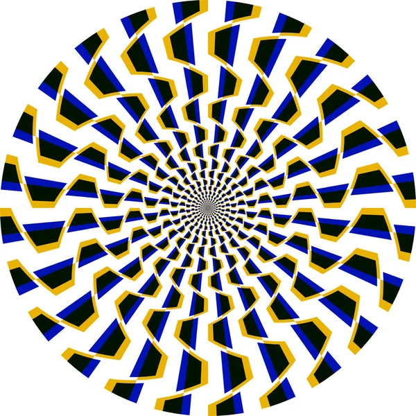 Optical Illusion Circle Vibrating Pattern Yellow Blue Trapezoids Circular Template — Stock Vector