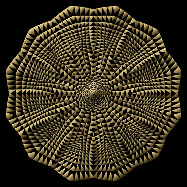 Altın desenli yuvarlak jeton. Yaratıcı dairesel dekor tasarımı. Soyut kabile sembolü ya da kutsal işaret.