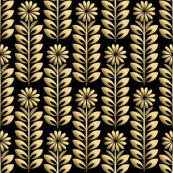 Luxuriöses Nahtloses Muster Mit Goldenem Ornament Auf Schwarzem Hintergrund Vorlage — Stockvektor