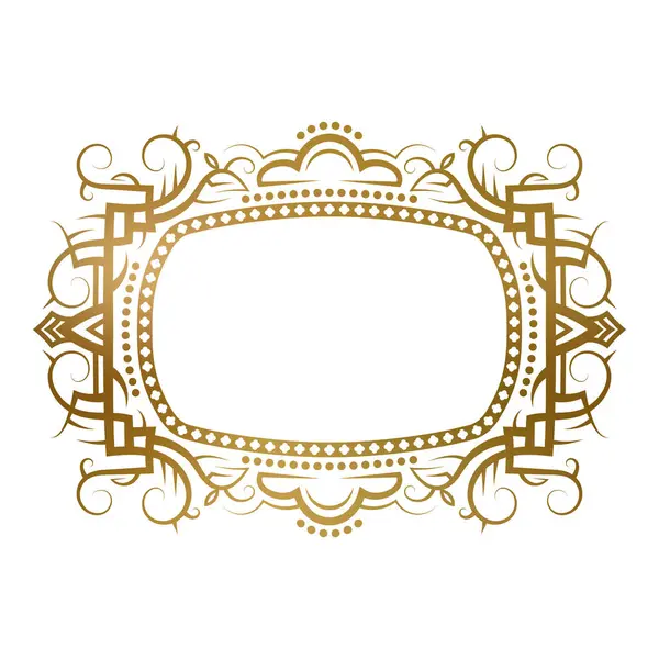 Unvan olarak çiçek süsü olan altın çerçeve. Eski kart dekorasyonu, isim plakası veya kapak tasarımı için uygundur.