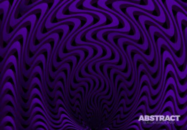 Mor üç boyutlu çizgili dalgalarla soyut vektör arkaplanı. Kapak ya da poster tasarımı için güzel egzotik arkaplan.