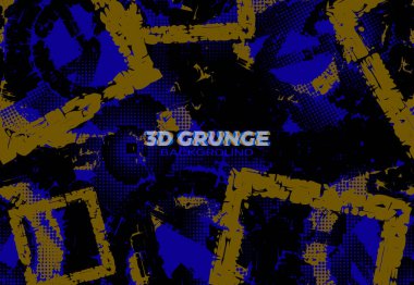 3D derinlikte optik yanılsamayla vektör grunge arka planı. Poster veya kapak tasarımı için modern arkaplan.