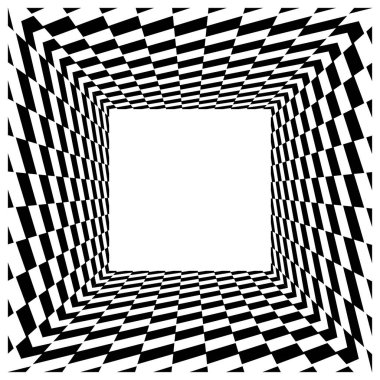 Siyah kareli kenarlı, göz alıcı kare çerçeve. Optik sanat tarzında tasarla.