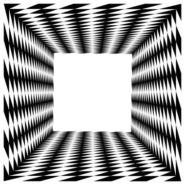 Siyah eşkenar kenarlı kare çerçeve. Optik sanat tarzında tasarla.