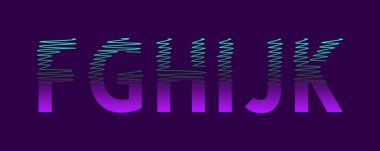 A sleek uppercase alphabet featuring cyan strokes and a bold purple gradient. Perfect for sci-fi themes, high-tech branding, and modern graphic design projects. clipart