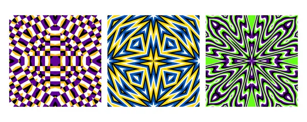 Kalın kontrast ve karmaşık simetrik biçimlere sahip psikedelik illüzyon desenleri. Optik bozulmalar ve retro tasarımdan esinlenilmiştir. Özgeçmiş, poster ve moda baskıları için ideal..