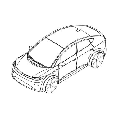 Fütüristik bir elektrik kesişiminin vektör çizimi. Otomotiv tasarımı, konsept sunumları ve teknolojik bilgi grafikleri için kusursuz, modern bir çizim..