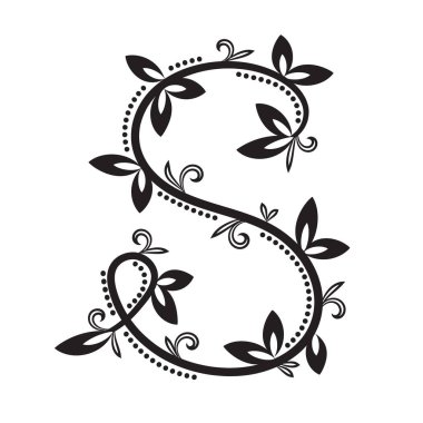 Kıvrımlı sarmaşıklardan ve yapraklı detaylardan yapılmış süsler. Monogramlar, doğa markalaşması ve sanatsal tasarımlar için klasik botanik tarzı.