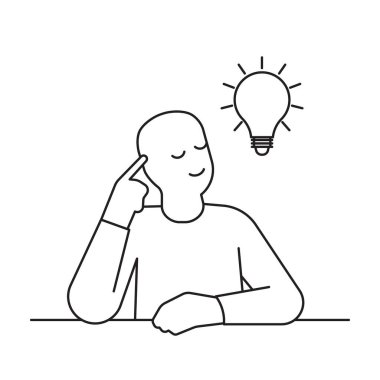 Kafasında ampul olan bir insanın çizimi yaratıcılığı ve beyin fırtınasını simgeliyor..