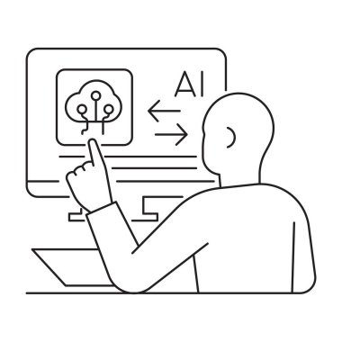 İçerik yaratmak için yapay zekayı kullanan bir kişi, teknoloji ve otomasyon temaları için mükemmeldir..