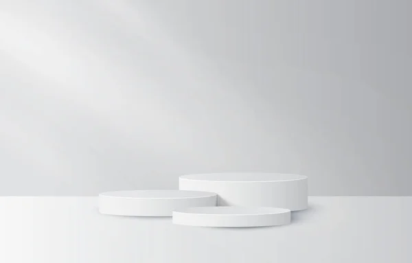 Abstrakt Rum Med Realistiska Cylinder Piedestal Pallställ Minimal Scen För — Stock vektor