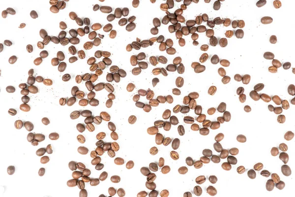 White Background Coffee Beans Spread — Stock Photo, Image