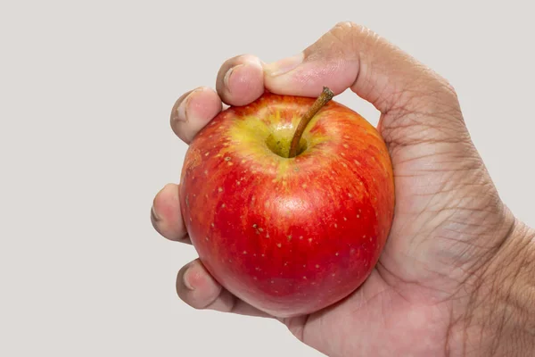 Apple Руках Человека Который Держит Apple — стоковое фото