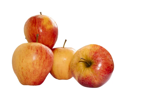 White Surface Four Apples Isolated White Background — Stock Photo, Image