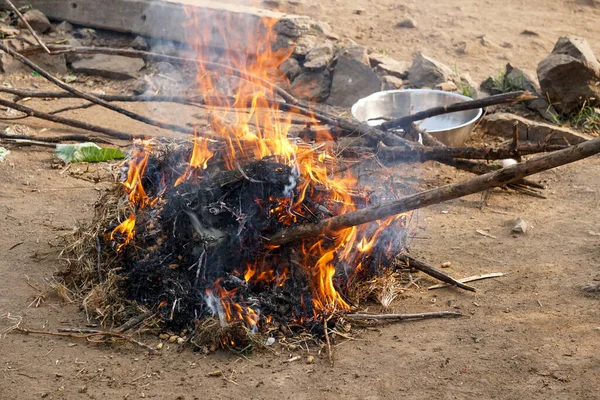 Пожар Лагере Горящими Дровами — стоковое фото