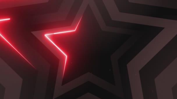 Rote Neonlichter Animation Der Sternenform Grenze Und — Stockvideo