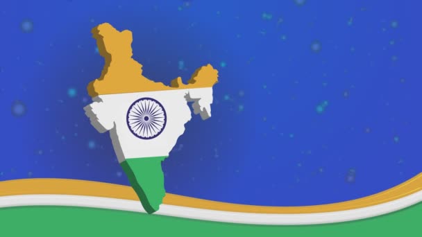 独立日快乐与印度地图 庆祝印度独立日 — 图库视频影像