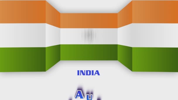文字在底部 未来的印度国旗动画 Ashok Chakra旋转360度 八月十五日独立日快乐 — 图库视频影像
