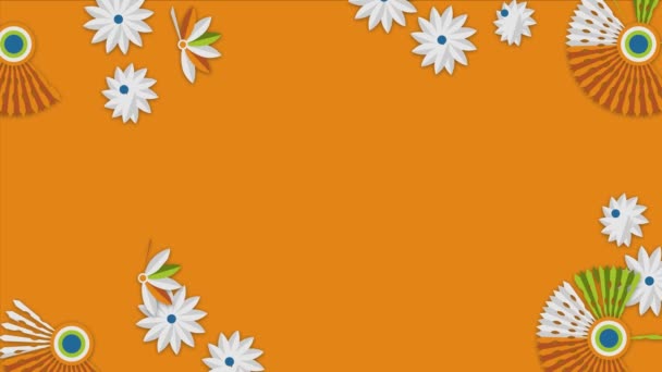 Μάνι Ινδική Tricolor Λουλούδια Animation Σαφράν Φόντο Χρώμα Και — Αρχείο Βίντεο