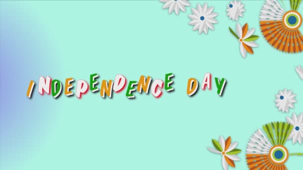 Ινδικό Κείμενο Tricolor Animation Λουλούδι Φόντο Πολλαπλών Χρωμάτων Και — Αρχείο Βίντεο