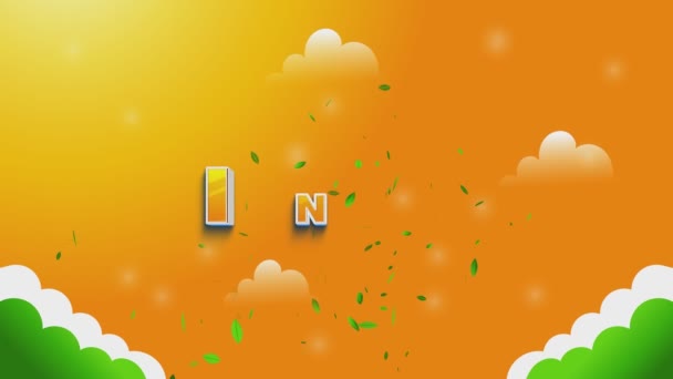 Texto Indio Con Nubes Tricolores Con Árbol Volador Deja Animación — Vídeos de Stock
