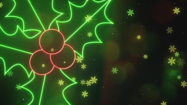 Neon Christmas Maple Leaf Left Side Animation — Stok Video