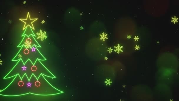 Νέο Χριστουγεννιάτικο Δέντρο Στην Αριστερή Πλευρά Animation Και — Αρχείο Βίντεο